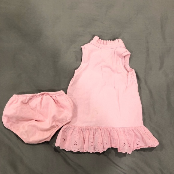 COPY - Baby Girl Pink Ralph Lauren Ruffle Collar Dress With Bumper Size 9 Months - Picture 11 of 12